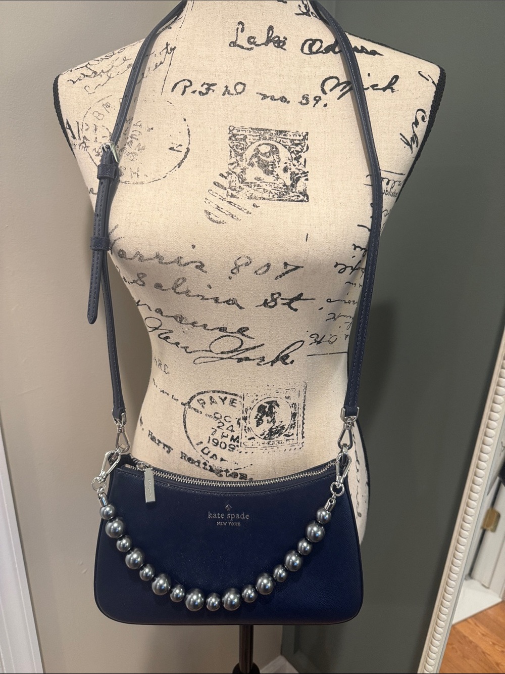 Kate ♠️ Navy with metallic beads Crossbody - Picture 2 of 14